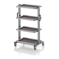 Chariot porte-bacs Euro 60x40 – Hauteur 134,6 cm – avec 4 tablettes