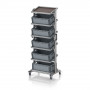 Chariot porte-bacs Euro 60x40 – Hauteur 201,1 cm – avec 5 bacs euros et 6 tablettes inclinées