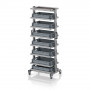 Chariot porte-bacs Euro 60x40 – Hauteur 201,1 cm – avec 7 bacs euros et 8 tablettes