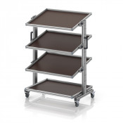 Chariot porte-bacs Euro 80x60 – Hauteur 134,6 cm – avec 4 tablettes inclinées