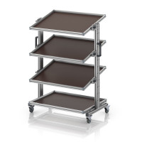Chariot porte-bacs Euro 80x60 – Hauteur 134,6 cm – avec 4 tablettes inclinées Chariot porte-bacs Euro 80x60 – Hauteur 134,6 cm – avec 4 tablettes inclinées