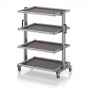 Chariot porte-bacs Euro 80x60 – Hauteur 134,6 cm – avec 4 tablettes