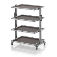 Chariot porte-bacs Euro 80x60 – Hauteur 134,6 cm – avec 4 tablettes