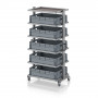 Chariot porte-bacs Euro 80x60 – Hauteur 201,1 cm – avec 5 bacs euros et 6 tablettes