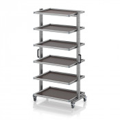Chariot porte-bacs Euro 80x60 – Hauteur 201,1 cm – avec 5 tablettes