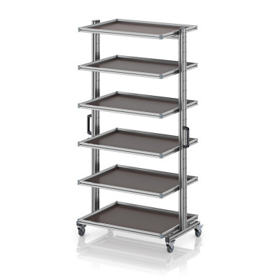 Chariot porte-bacs Euro 80x60 – Hauteur 201,1 cm – avec 5 tablettes