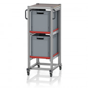 Chariot porte-bacs Euro  – Hauteur 134,6 cm – 2  rails, 2  bacs euro
