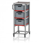 Chariot porte-bacs Euro – Hauteur 134,6 cm – 3  rails, 3  bacs euro