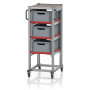 Chariot porte-bacs Euro – Hauteur 134,6 cm – 3  rails, 3  bacs euro