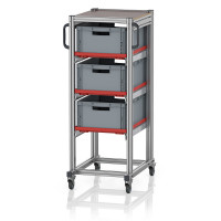 Chariot porte-bacs Euro – Hauteur 134,6 cm – 3  rails, 3  bacs euro