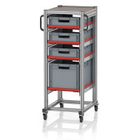 Chariot porte-bacs Euro – Hauteur 134,6 cm – 4 rails, 3 bacs euro +, 1 bac euro Chariot porte-bacs Euro – Hauteur 134,6 cm – 4 rails, 3 bacs euro +, 1 bac euro
