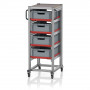 Chariot porte-bacs Euro – Hauteur 134,6 cm – 4 rails, 4 bacs euro