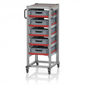 Chariot porte-bacs Euro – Hauteur 134,6 cm – 5 rails, 5  bacs euro