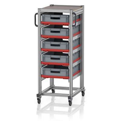 Chariot porte-bacs Euro – Hauteur 134,6 cm – 5 rails, 5  bacs euro