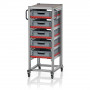 Chariot porte-bacs Euro – Hauteur 134,6 cm – 5 rails, 5  bacs euro