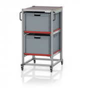 Chariot porte-bacs Euro  – Hauteur 134 cm – 2  rails, 2  bacs euro