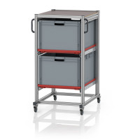 Chariot porte-bacs Euro  – Hauteur 134 cm – 2  rails, 2  bacs euro