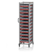 Chariot porte-bacs Euro  – Hauteur 201,1 cm – 12  rails, 12  bacs euro