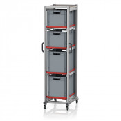 Chariot porte-bacs Euro  – Hauteur 201,1 cm – 4  rails, 2  bacs euro + 2  bacs euro