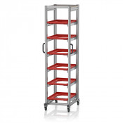 Chariot porte-bacs Euro  – Hauteur 201,1 cm – 6  rails, 6  bacs euro