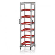 Chariot porte-bacs Euro  – Hauteur 201,1 cm – 6  rails, 6  bacs euro