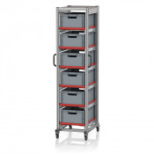 Chariot porte-bacs Euro  – Hauteur 201,1 cm – 6  rails, 6  bacs euro