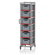 Chariot porte-bacs Euro  – Hauteur 201,1 cm – 6  rails, 6  bacs euro