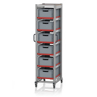 Chariot porte-bacs Euro – Hauteur 201,1 cm – 6 rails, 6 bacs euro Chariot porte-bacs Euro – Hauteur 201,1 cm – 6 rails, 6 bacs euro