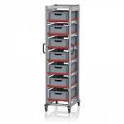 Chariot porte-bacs Euro  – Hauteur 201,1 cm – 7  rails, 7  bacs euro
