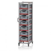 Chariot porte-bacs Euro  – Hauteur 201,1 cm – 7  rails, 7  bacs euro