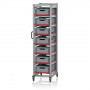 Chariot porte-bacs Euro  – Hauteur 201,1 cm – 7  rails, 7  bacs euro