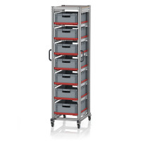 Chariot porte-bacs Euro – Hauteur 201,1 cm – 7 rails, 7 bacs euro Chariot porte-bacs Euro – Hauteur 201,1 cm – 7 rails, 7 bacs euro