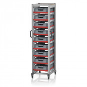 Chariot porte-bacs Euro  – Hauteur 201,1 cm – 9  rails, 9  bacs euro