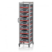 Chariot porte-bacs Euro  – Hauteur 201,1 cm – 9  rails, 9  bacs euro