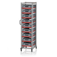 Chariot porte-bacs Euro  – Hauteur 201,1 cm – 9  rails, 9  bacs euro