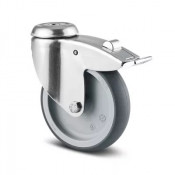 Roulette Inox Frein Caout Gris D125 – Robustesse élevée – 100 kg – Tente