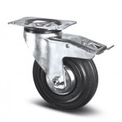 Roulette à Frein Caoutchouc Noir – Diamètre 80 à 200 mm – Charge 70 à 205 kg