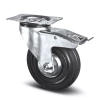 Roulette à Frein Caoutchouc Noir – Diamètre 80 à 200 mm – Charge 70 à 205 kg