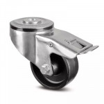 Roulette à Frein Polypropylène Noir à Œil – Diamètre 80 à 100 mm – Charge 70 kg – TENTE