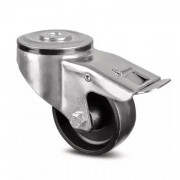 Roulette à Frein Polypropylène Noir à Œil – Diamètre 80 à 100 mm – Charge 70 kg – TENTE