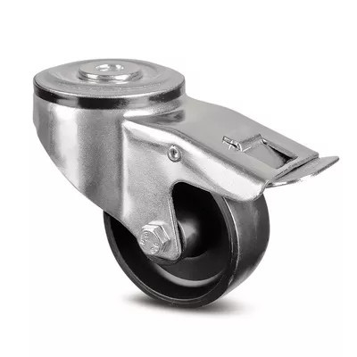 Roulette à Frein Polypropylène Noir à Œil – Diamètre 80 à 100 mm – Charge 70 kg – TENTE