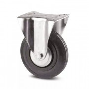 Roulette Fixe Caoutchouc Noir – Diamètre 80 mm – Charge 70 kg – TENTE