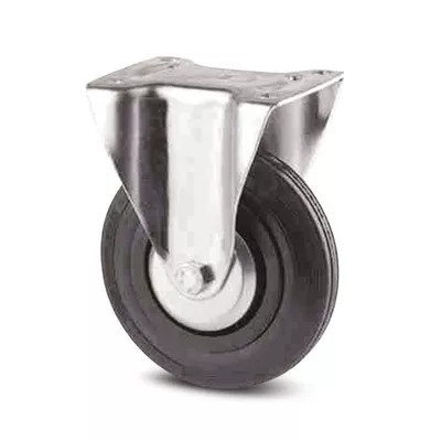 Roulette Fixe Caoutchouc Noir – Diamètre 80 mm – Charge 70 kg – TENTE