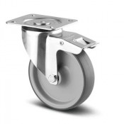 Roulette Pivotante Caoutchouc Gris – Diamètre 80 à 125 mm – Charge 70 à 100 kg