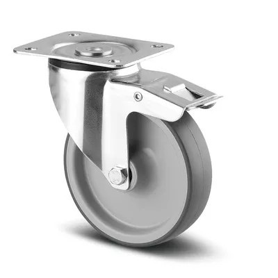 Roulette Pivotante Caoutchouc Gris – Diamètre 80 à 125 mm – Charge 70 à 100 kg