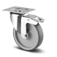 Roulette Pivotante Caoutchouc Gris – Diamètre 80 à 125 mm – Charge 70 à 100 kg
