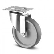 Roulette Pivotante Caoutchouc Gris non tachant – Diamètre 80 à 125 mm – Charge 70 à 100 kg