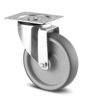 Roulette Pivotante Caoutchouc Gris non tachant – Diamètre 80 à 125 mm – Charge 70 à 100 kg