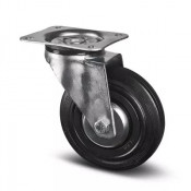 Roulette Pivotante Caoutchouc Noir – Diamètre 80 à 200 mm – Charge 70 à 205 kg