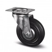 Roulette Pivotante Caoutchouc Noir – Diamètre 80 à 200 mm – Charge 70 à 205 kg